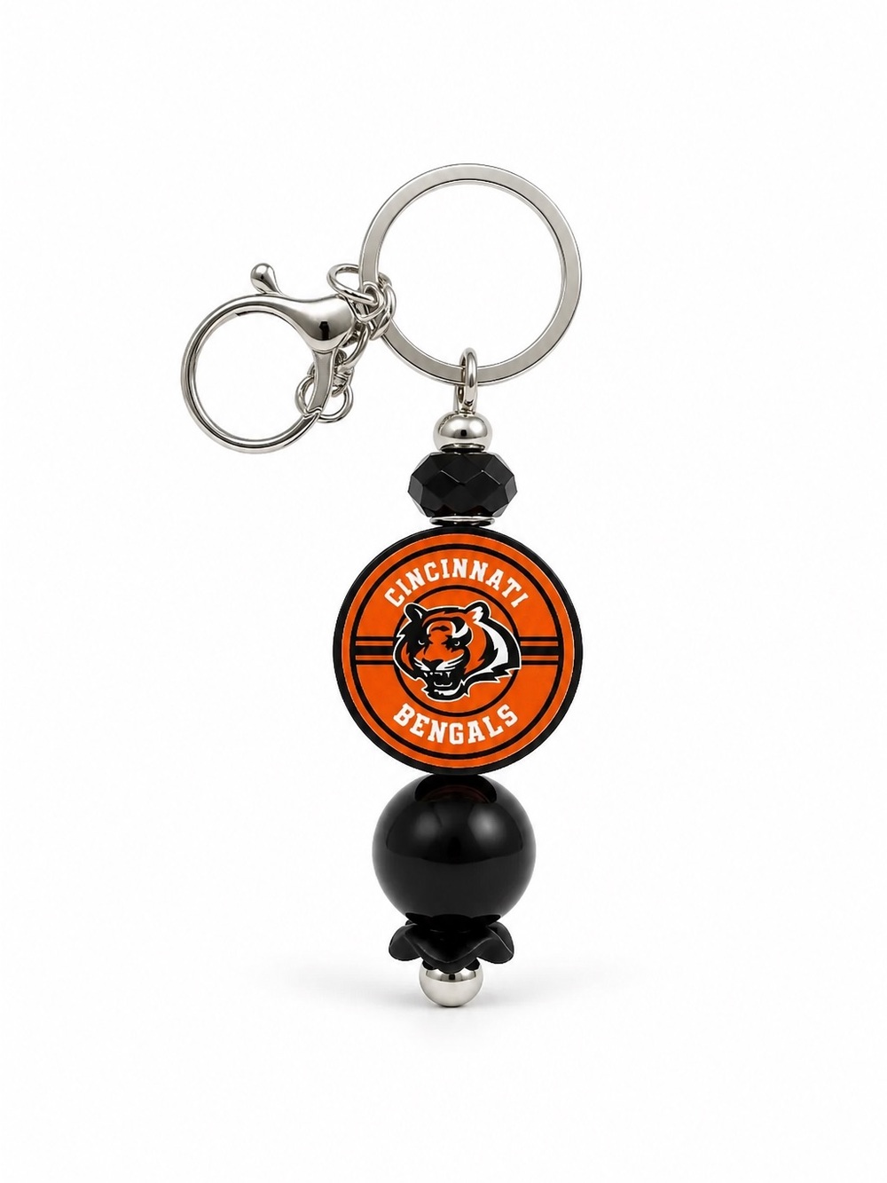 Cincinnati Bengals Football Beaded Keychain Bag Charm